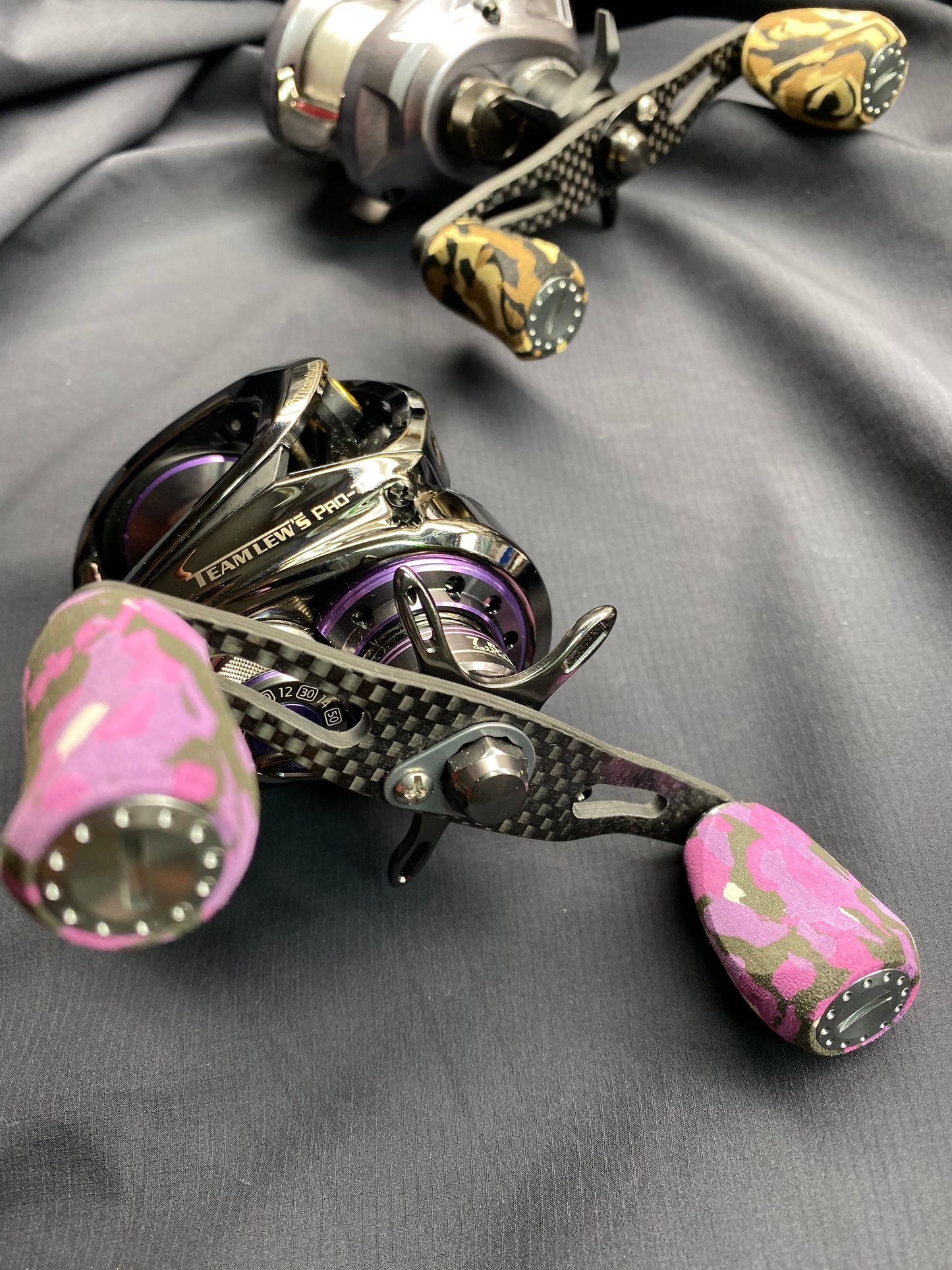 Handle-Purple Camo 95mm Carbon Fiber Handle 4 Bearing